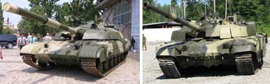 Слева – модернизированный танк Т-64Б (БМ «Булат), справа – модернизированный Т-72Б «Рогатка».
