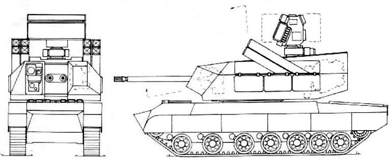 зенитный ракетно-артиллерийский комплекс противовоздушной обороны (ПВО) "Кентавр" на базе перспективного танка