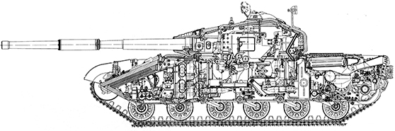 Продольный разрез танка «Объект 432».