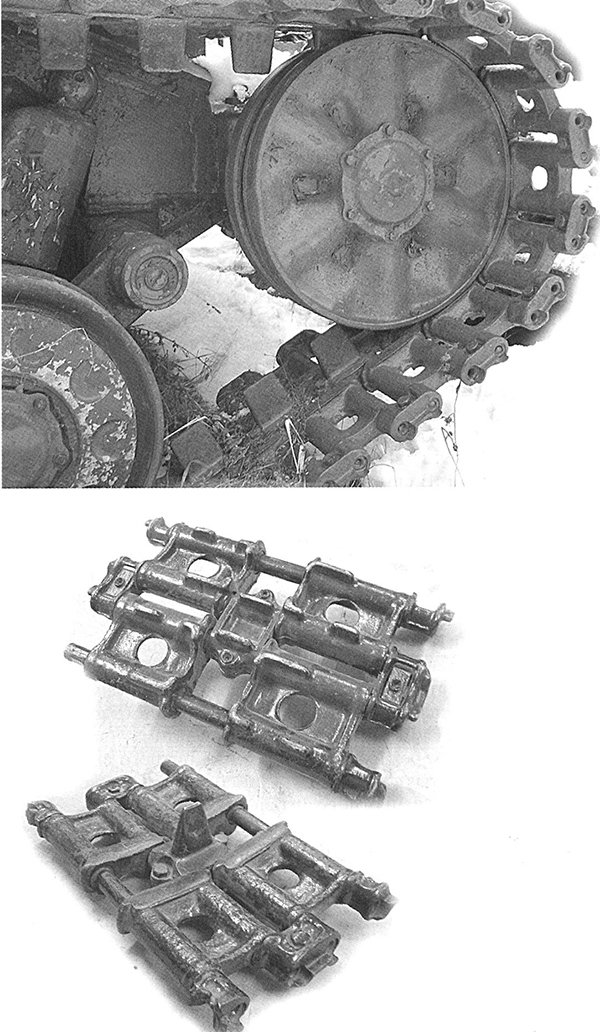 Направляющее колесо и траки танка «Объект 432» .