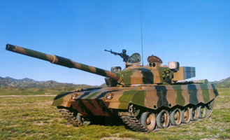 Вариант танка "тип 96А" с встроенной динамической защитой и прожекторами установленными на бортах башни прожекторами радиоэлектронного противодействия.