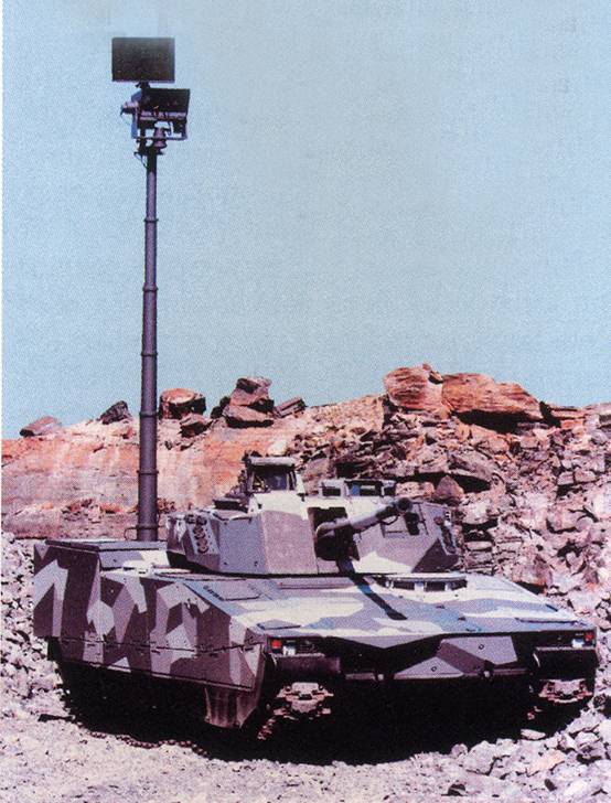 Последним представителем семейства является бронированная
 разведывательная машина CV9035. Этот образец оснащен установленным 
на убирающейся мачте контейнером датчиков, который включает
 РЛС  наблюдения за полем боя.
