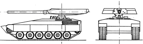 Проект создания боевого танка со 120-мм танковой пушкой на качающемся в вертикальной плоскости лафете (1973 год)