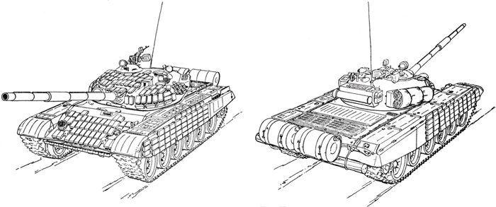 Общий вид танка Т-72Б с НКДЗ «Контакт-1».