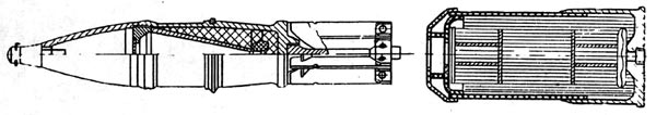 Снаряд 3БК8 со стальной воронкой, массой 0, 706 кг и 3БК8М, воронка из медного сплава М1, масса 0, 804 кг.