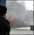 Уничтоженный огнем РПГ в Багдаде танк «Абрамс»,  поражение гранатой привело к возгоранию топливных баков, расположенных в передней части корпуса.