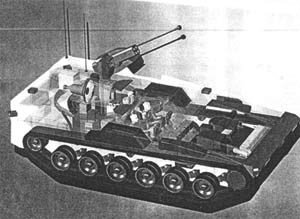 Рис. 3. Исследование возможности установки оружия MEL на бронированную машину в сочетании с автоматической пушкой и ракетной системой.